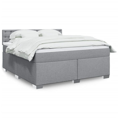 Boxspringbett mit Matratze Hellgrau 180x200 cm Stoff