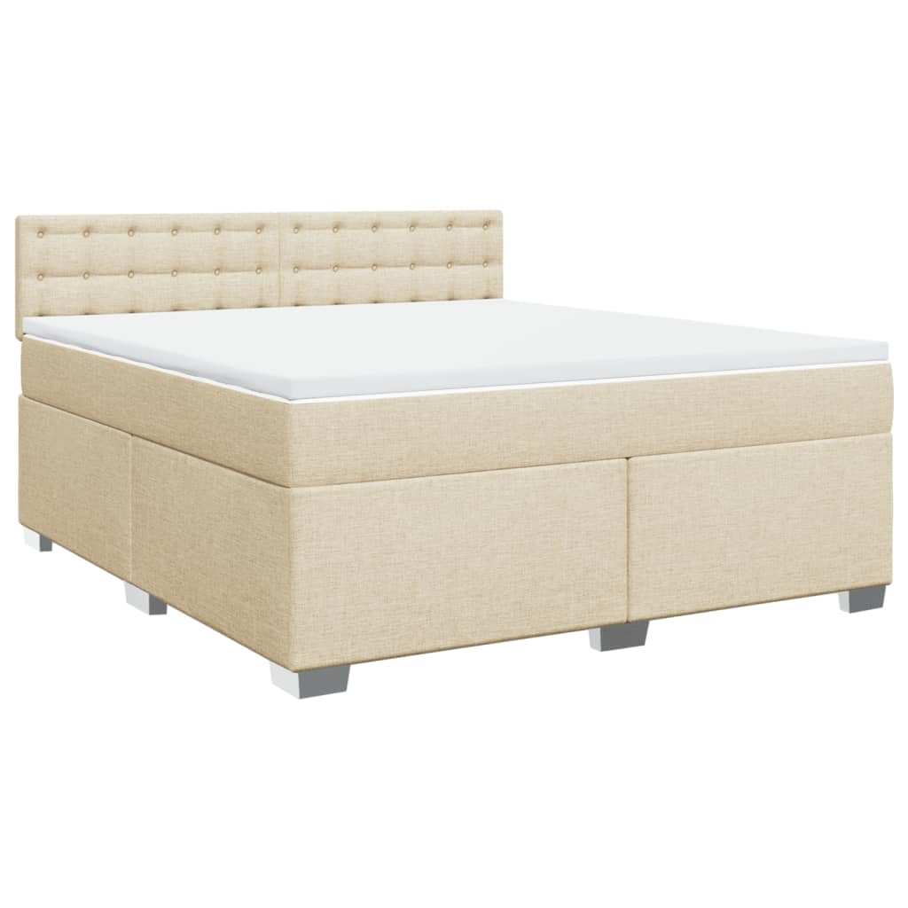 Boxspringbett mit Matratze Creme 180x200 cm Stoff