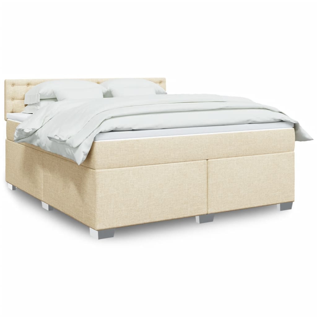 Boxspringbett mit Matratze Creme 180x200 cm Stoff