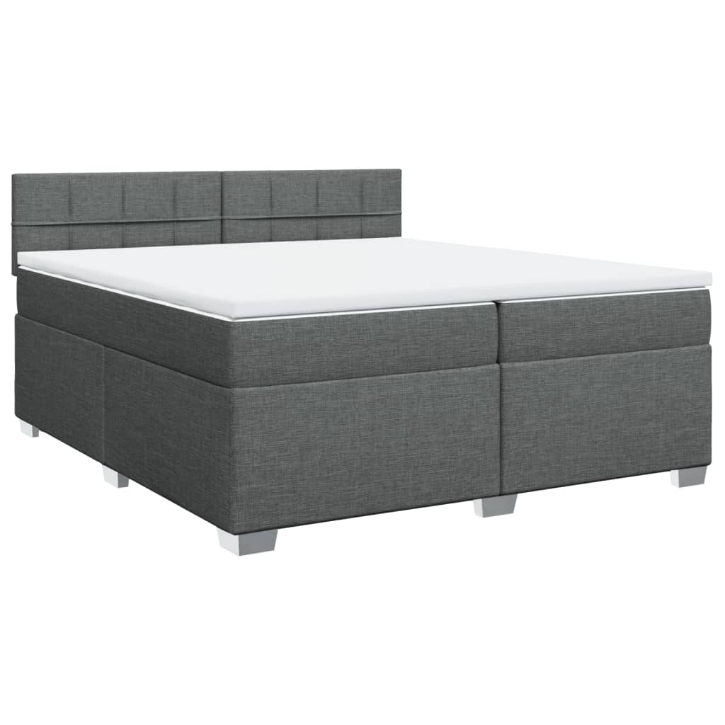 Boxspringbett mit Matratze Dunkelgrau 200x200 cm Stoff