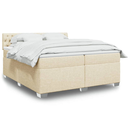 Boxspringbett mit Matratze Creme 200x200 cm Stoff