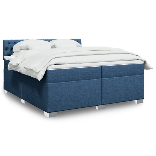 Boxspringbett mit Matratze Blau 200x200 cm Stoff