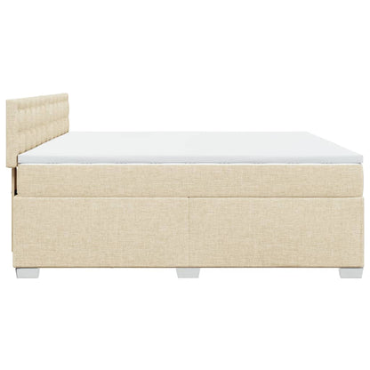 Boxspringbett mit Matratze Creme 200x200 cm Stoff