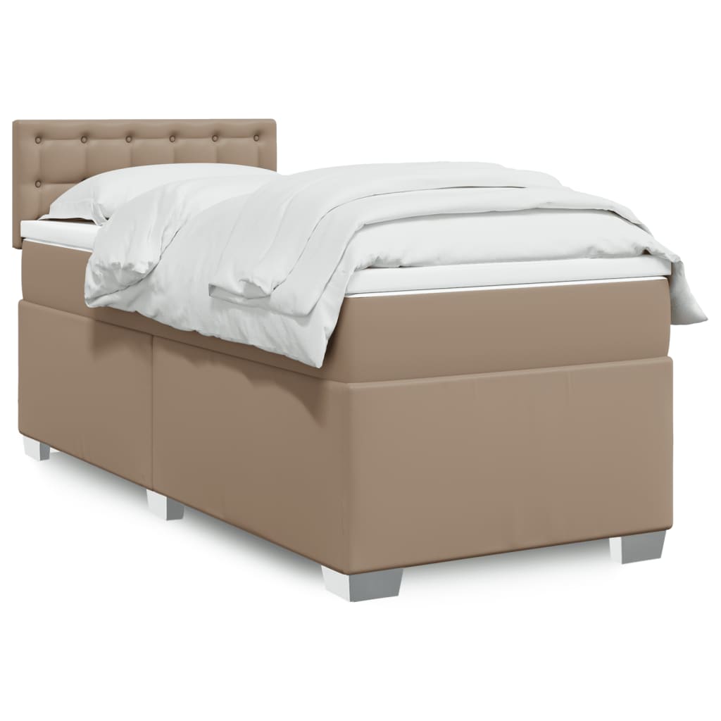 Boxspringbett mit Matratze Cappuccino-Braun 90x200cm Kunstleder