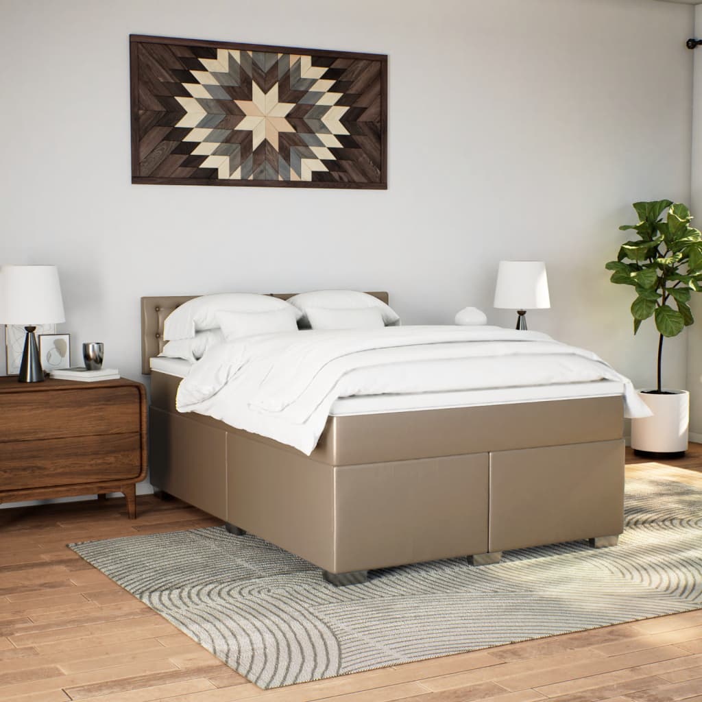 Boxspringbett Matratze Cappuccino-Braun 140x200cm Kunstleder