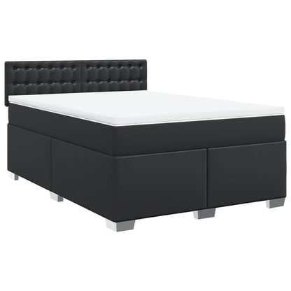 Boxspringbett mit Matratze Schwarz 160x200 cm Kunstleder