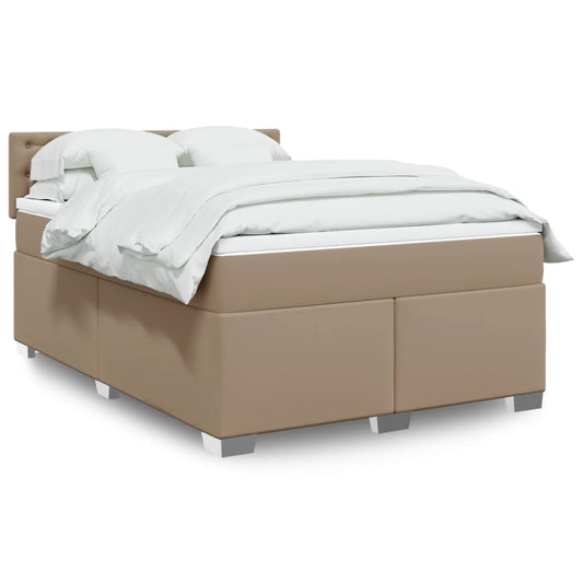 Boxspringbett Matratze Cappuccino-Braun 160x200 cm Kunstleder