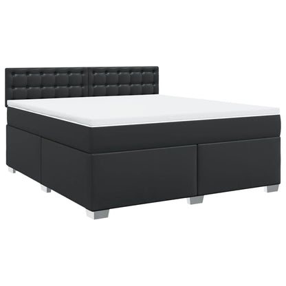 Boxspringbett mit Matratze Schwarz 180x200 cm Kunstleder