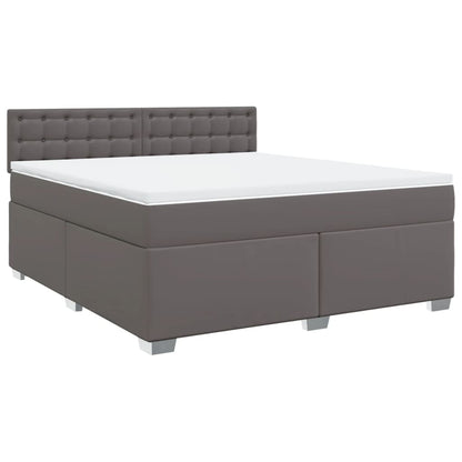 Boxspringbett mit Matratze Grau 180x200 cm Kunstleder