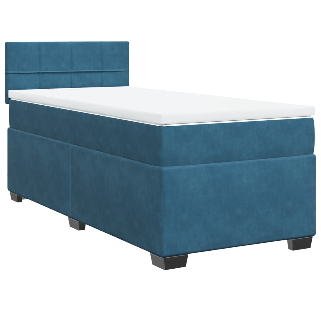 Boxspringbett mit Matratze Blau 90x200 cm Samt