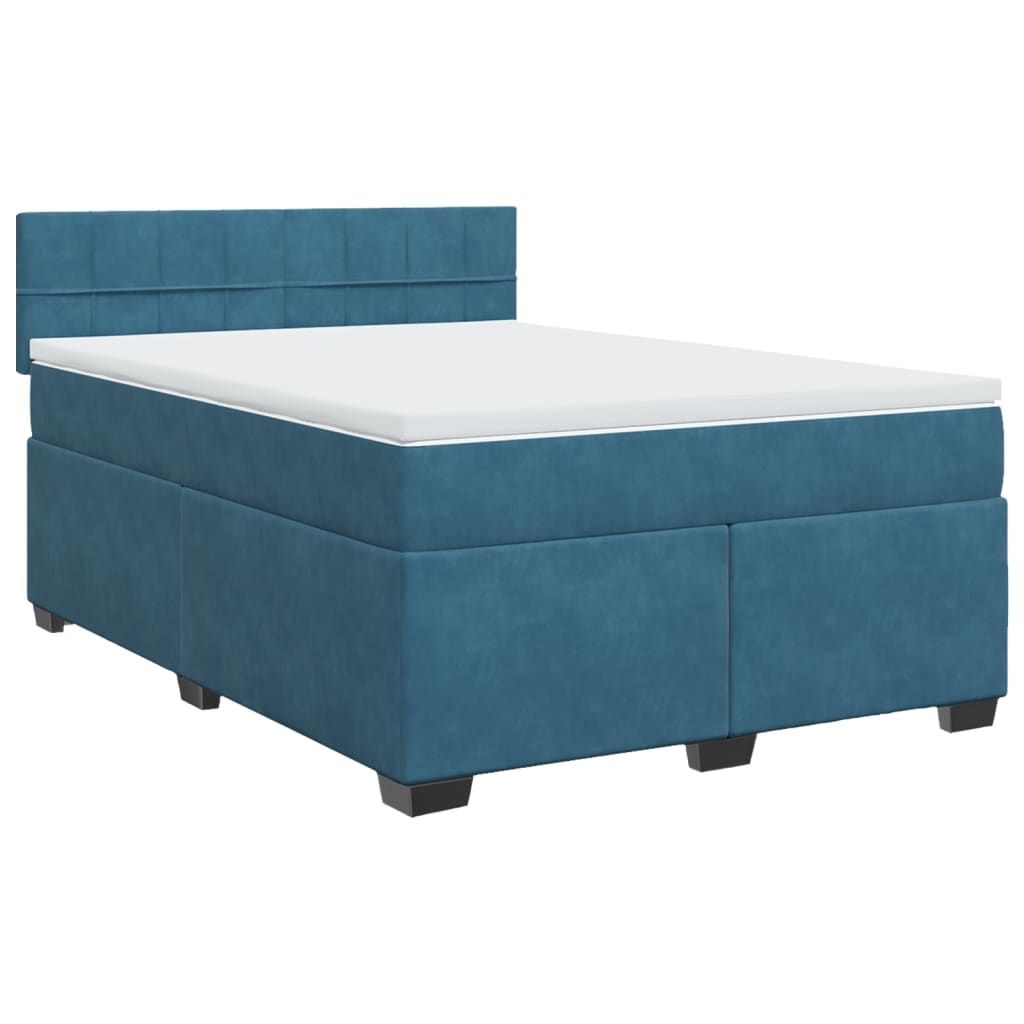 Boxspringbett mit Matratze Blau 140x200 cm Samt