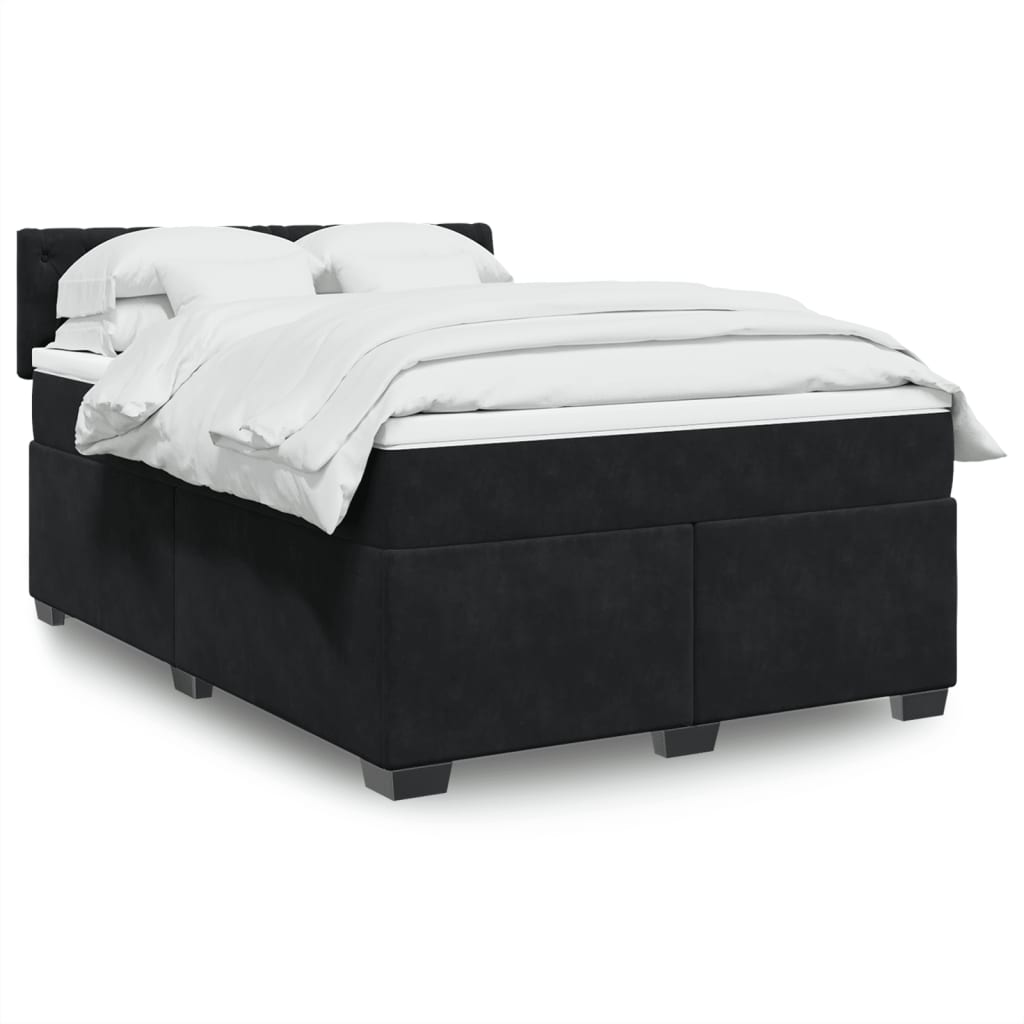 Boxspringbett mit Matratze Schwarz 140x200 cm Samt