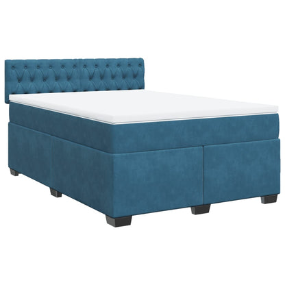 Boxspringbett mit Matratze Blau 140x200 cm Samt