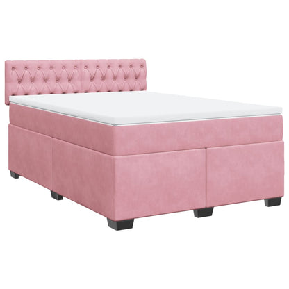 Boxspringbett mit Matratze Rosa 140x200 cm Samt