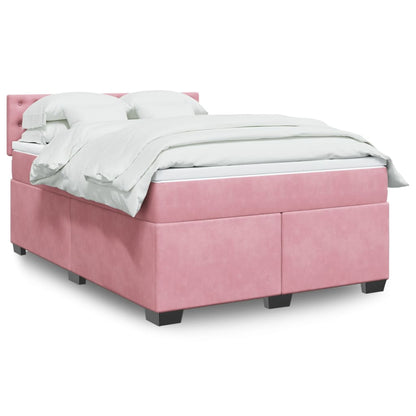 Boxspringbett mit Matratze Rosa 140x200 cm Samt