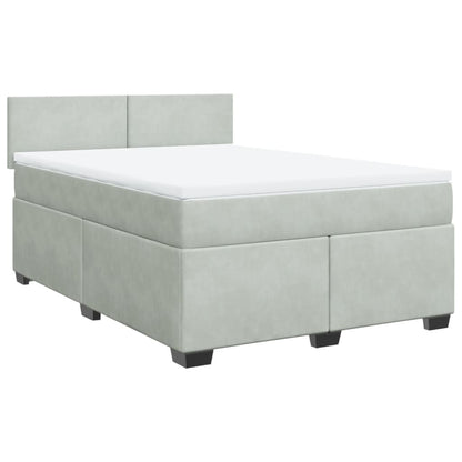 Boxspringbett mit Matratze Hellgrau 160x200 cm Samt