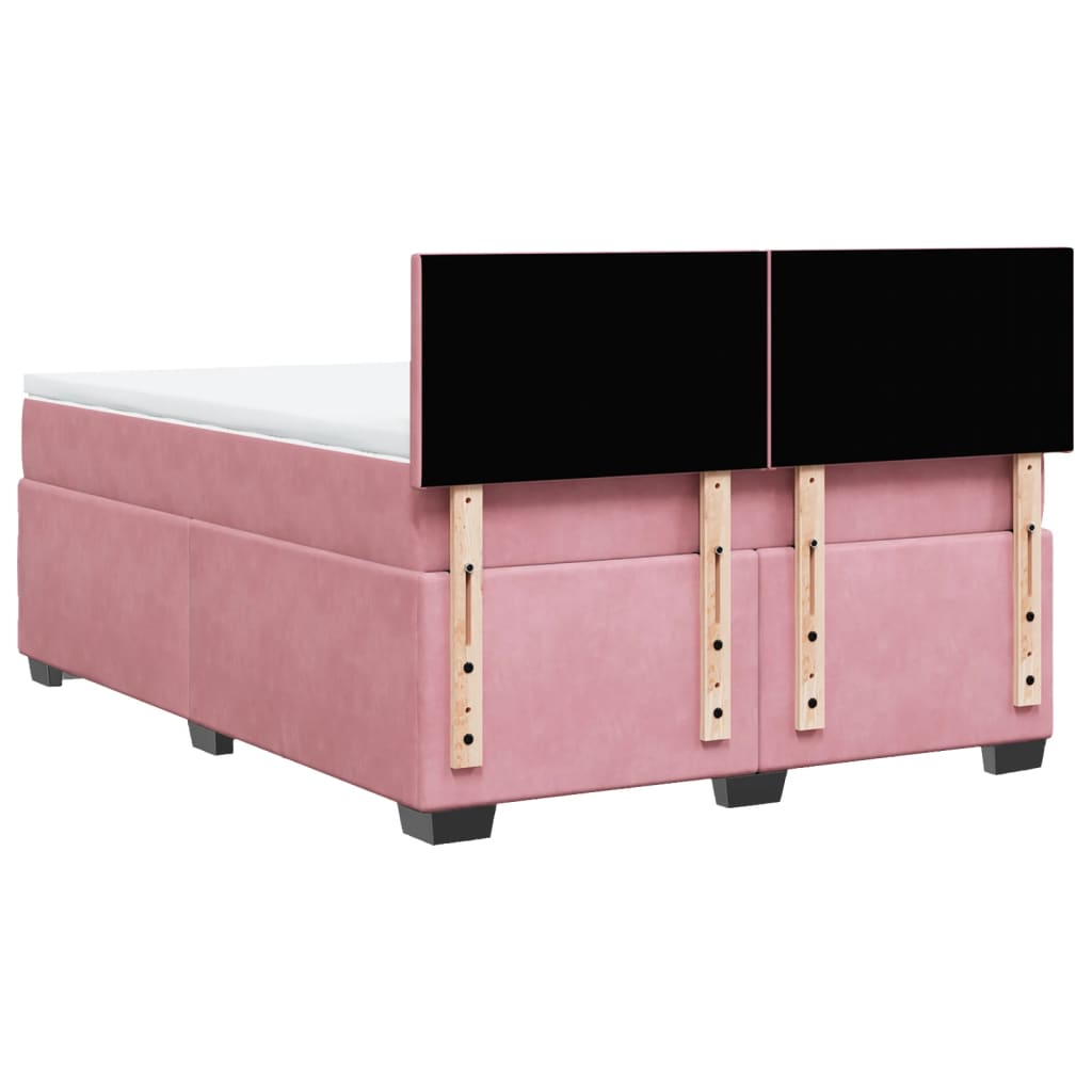 Boxspringbett mit Matratze Rosa 160x200 cm Samt