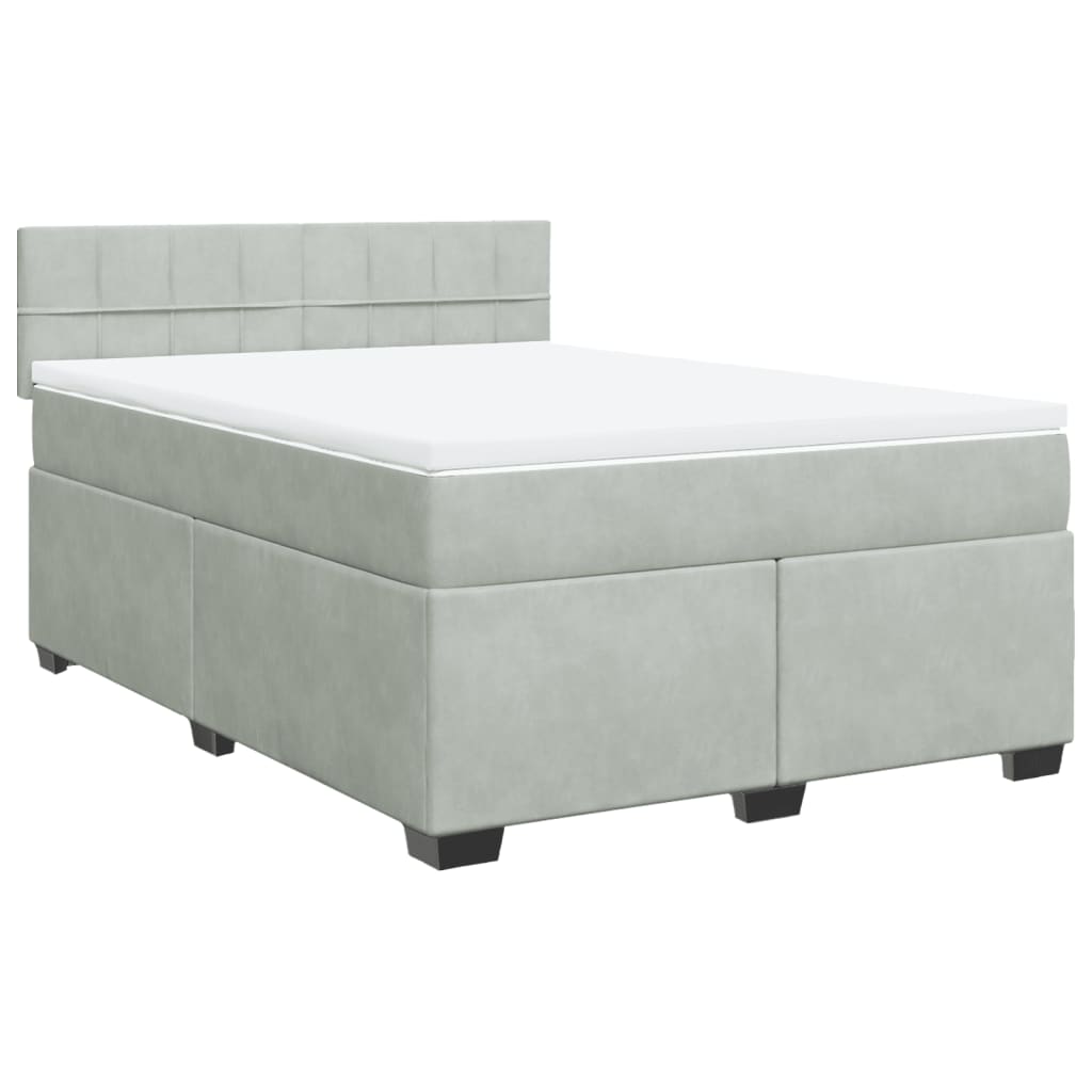 Boxspringbett mit Matratze Hellgrau 160x200 cm Samt