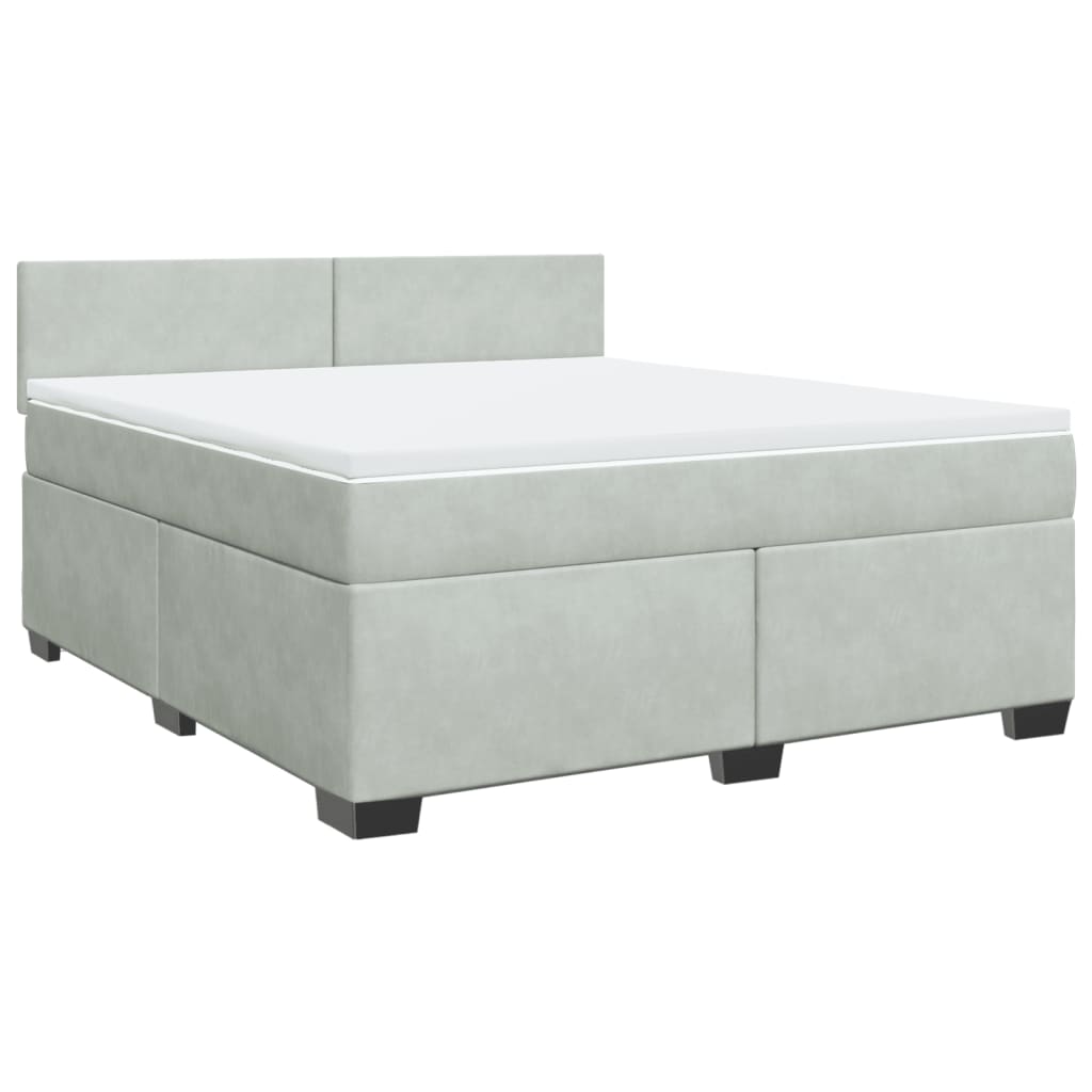 Boxspringbett mit Matratze Hellgrau 180x200 cm Samt