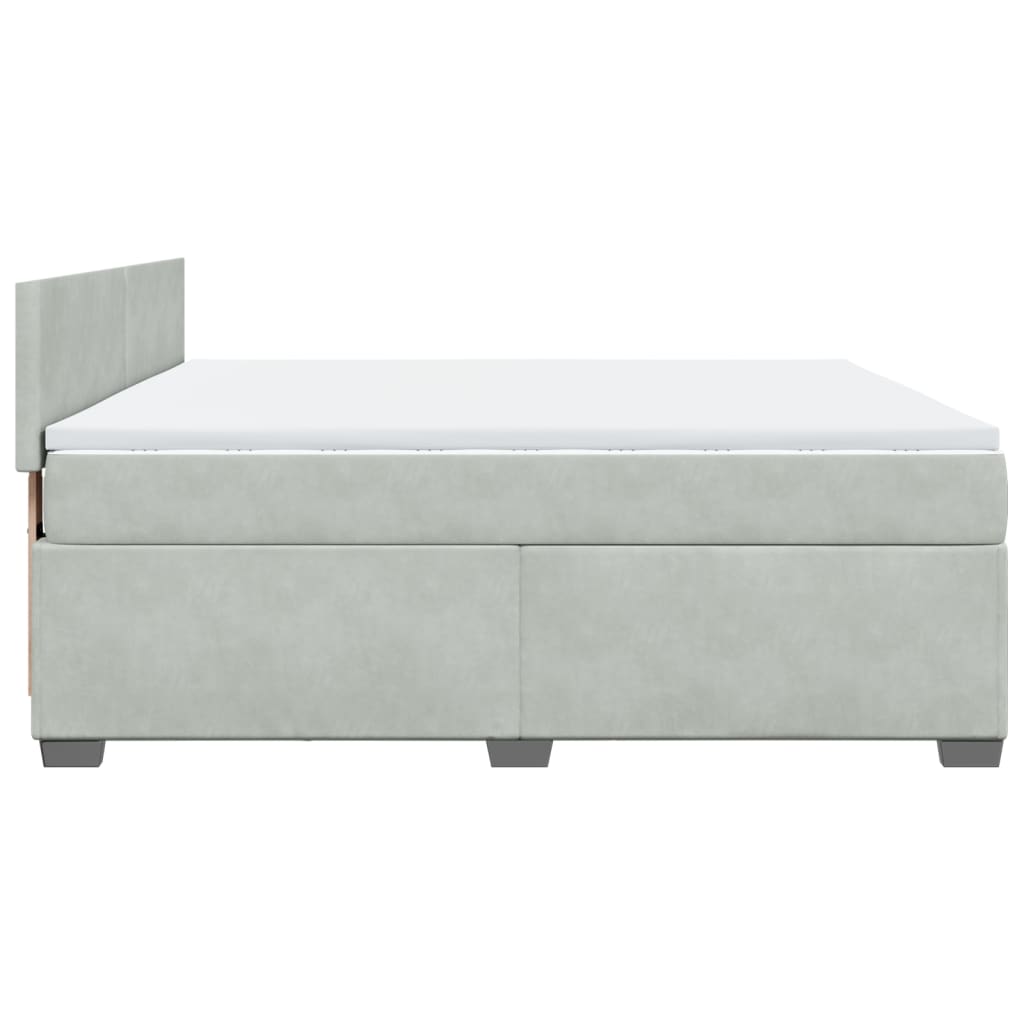 Boxspringbett mit Matratze Hellgrau 180x200 cm Samt