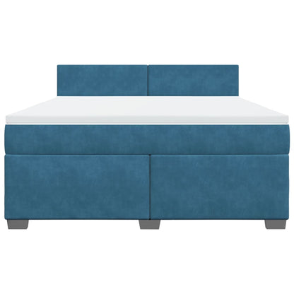 Boxspringbett mit Matratze Blau 180x200 cm Samt