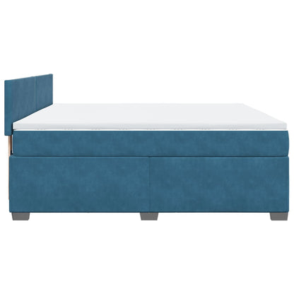 Boxspringbett mit Matratze Blau 180x200 cm Samt