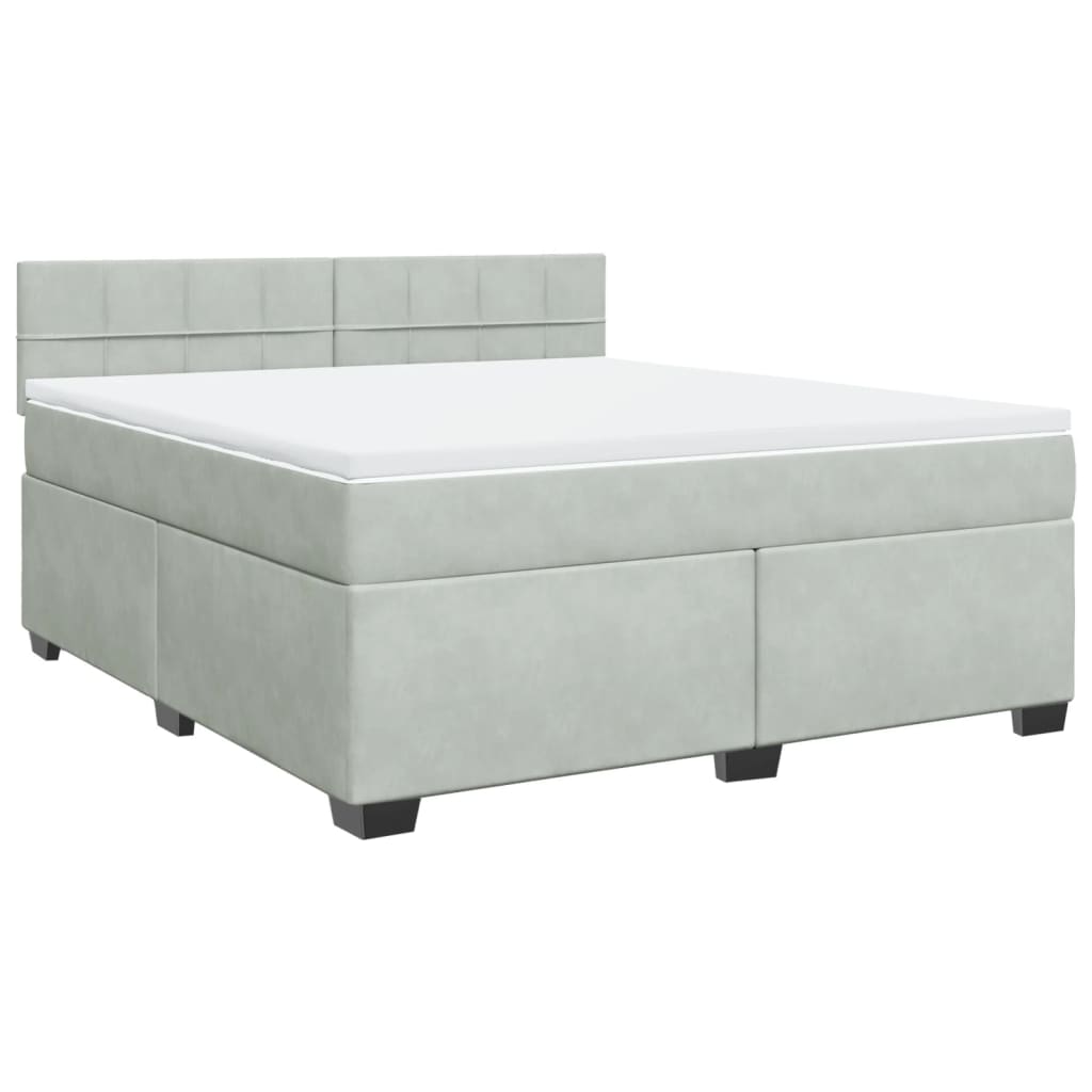 Boxspringbett mit Matratze Hellgrau 180x200 cm Samt