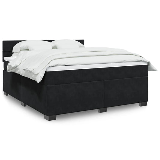 Boxspringbett mit Matratze Schwarz 180x200 cm Samt