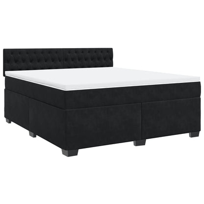 Boxspringbett mit Matratze Schwarz 180x200 cm Samt