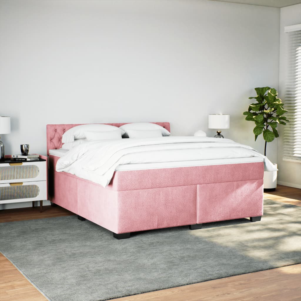 Boxspringbett mit Matratze Rosa 180x200 cm Samt