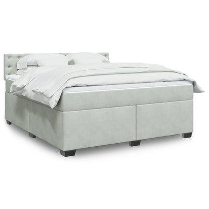 Boxspringbett mit Matratze Hellgrau 180x200 cm Samt