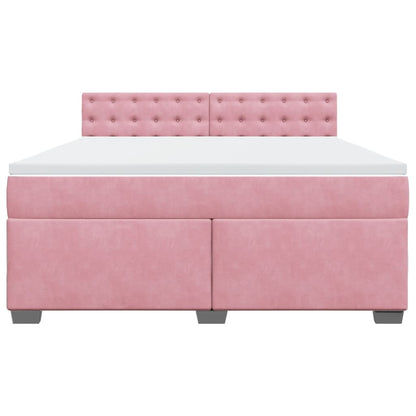 Boxspringbett mit Matratze Rosa 180x200 cm Samt