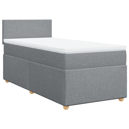 Boxspringbett mit Matratze Hellgrau 90x200 cm Stoff