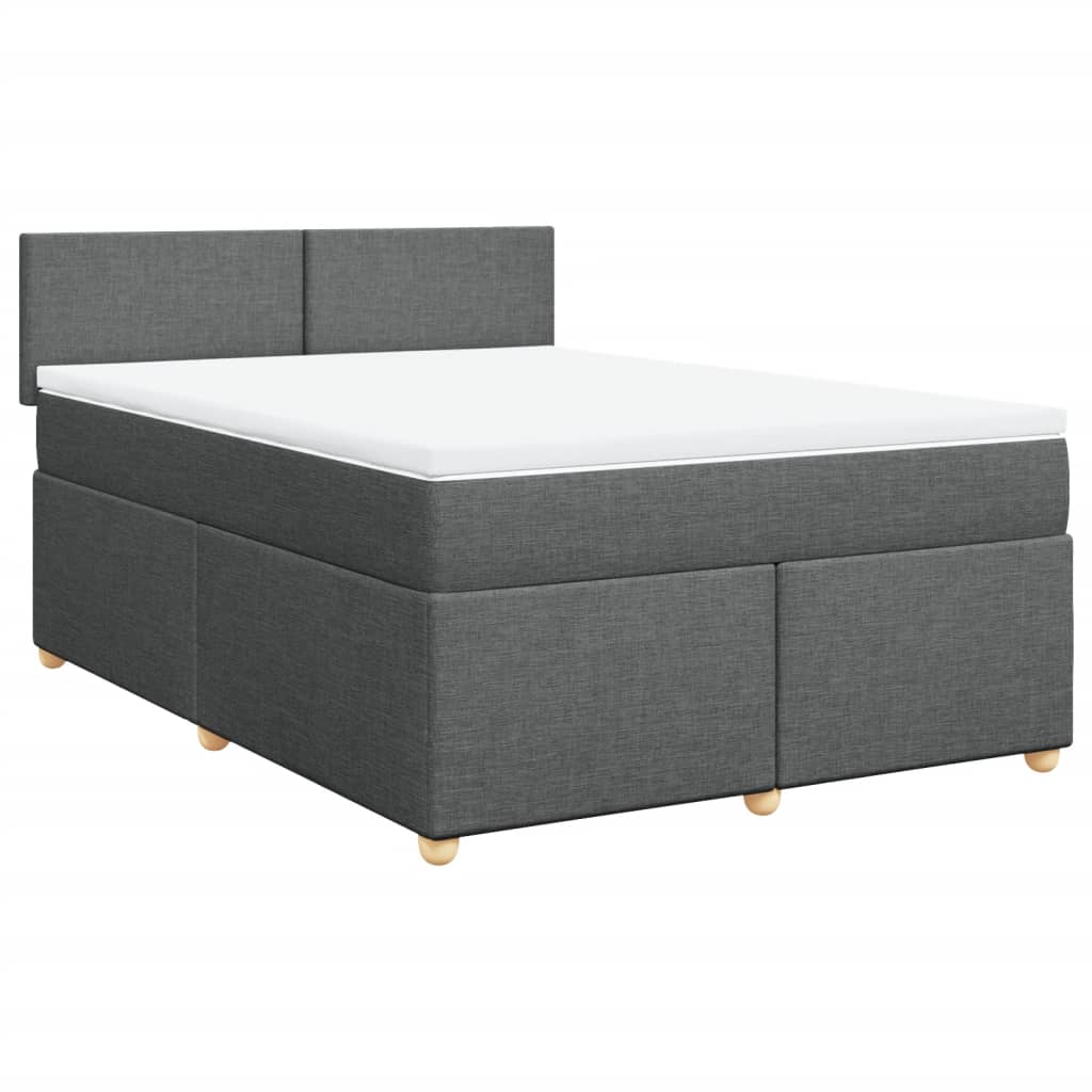 Boxspringbett mit Matratze Dunkelgrau 140x200 cm Stoff