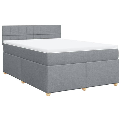 Boxspringbett mit Matratze Hellgrau 140x200 cm Stoff