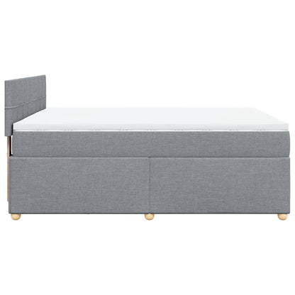 Boxspringbett mit Matratze Hellgrau 140x200 cm Stoff