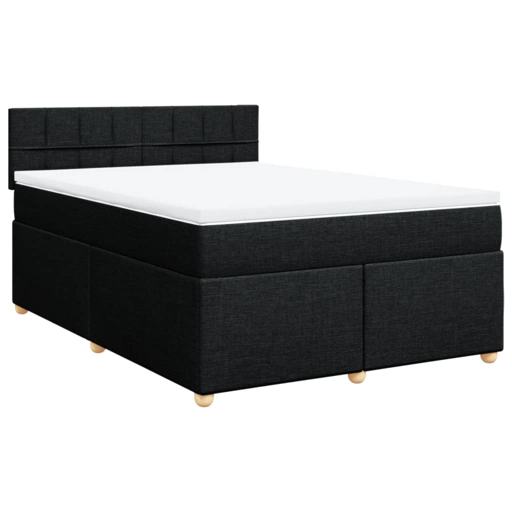 Boxspringbett mit Matratze Schwarz 140x200 cm Stoff