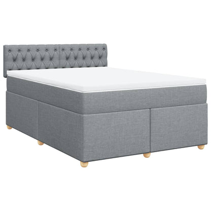 Boxspringbett mit Matratze Hellgrau 140x200 cm Stoff