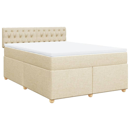 Boxspringbett mit Matratze Creme 140x200 cm Stoff