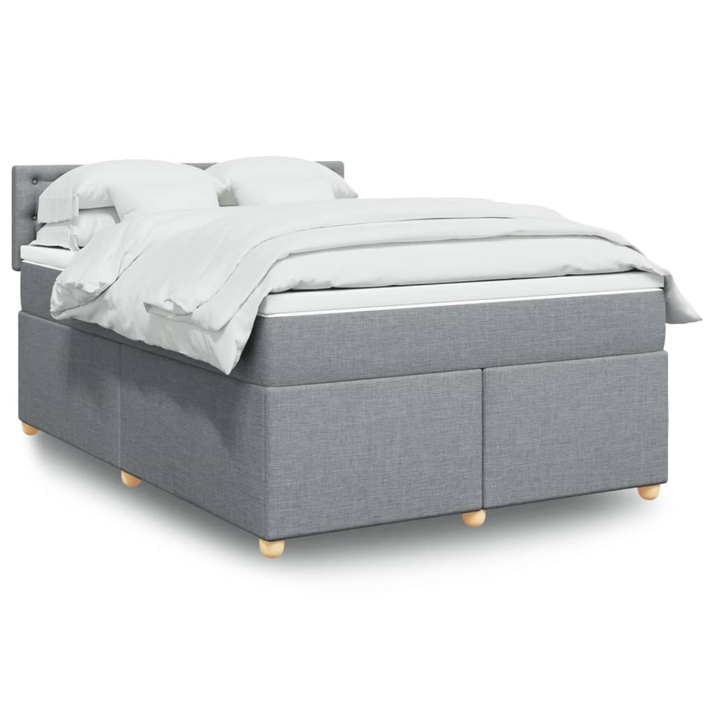 Boxspringbett mit Matratze Hellgrau 140x200 cm Stoff