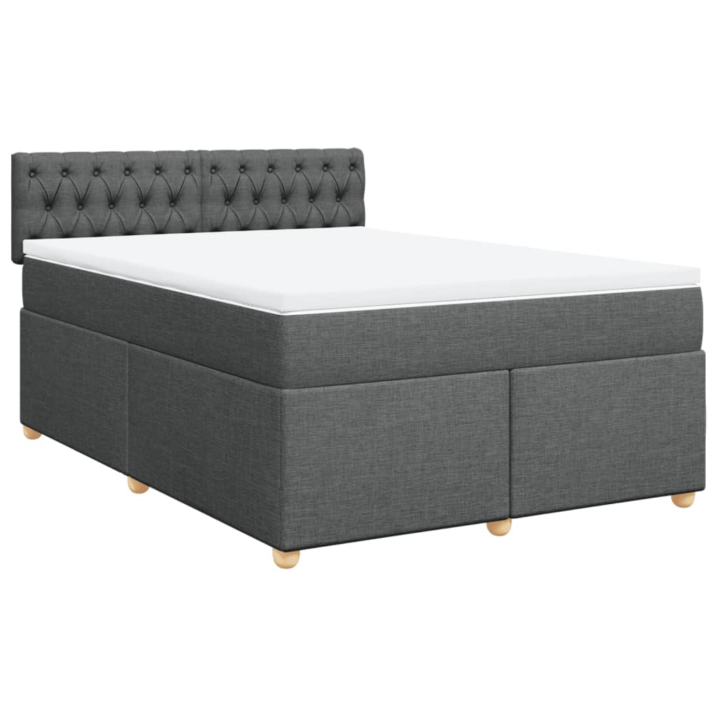 Boxspringbett mit Matratze Dunkelgrau 160x200 cm Stoff