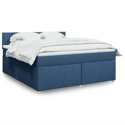 Boxspringbett mit Matratze Blau 180x200 cm Stoff