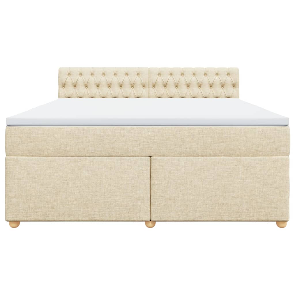 Boxspringbett mit Matratze Creme 180x200 cm Stoff