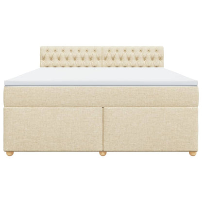 Boxspringbett mit Matratze Creme 180x200 cm Stoff