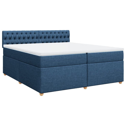 Boxspringbett mit Matratze Blau 200x200 cm Stoff