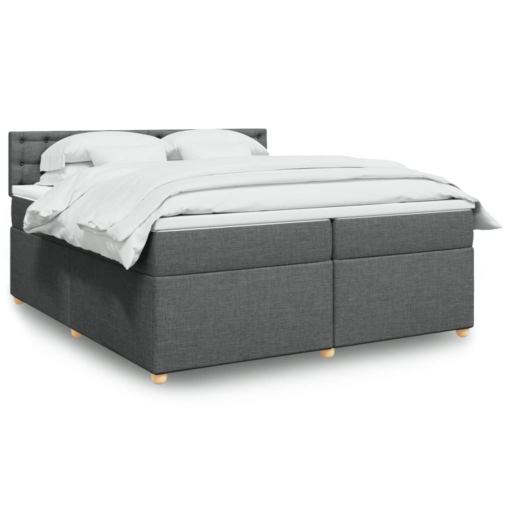 Boxspringbett mit Matratze Dunkelgrau 200x200 cm Stoff