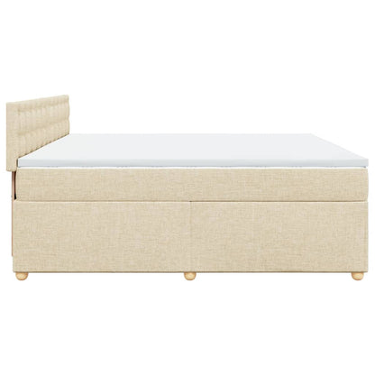 Boxspringbett mit Matratze Creme 200x200 cm Stoff