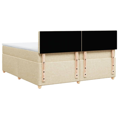 Boxspringbett mit Matratze Creme 200x200 cm Stoff