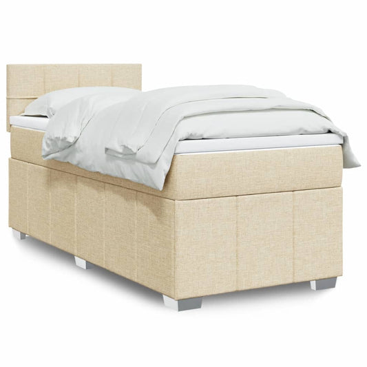 Boxspringbett mit Matratze Creme 90x200 cm Stoff