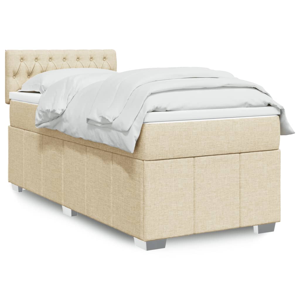 Boxspringbett mit Matratze Creme 90x200 cm Stoff